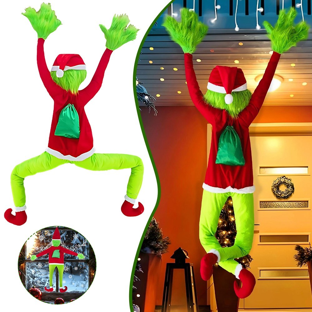 Christmas Grinchs Decor Bendable Arms & Legs, for Home Tree Wall Outdoor Decor