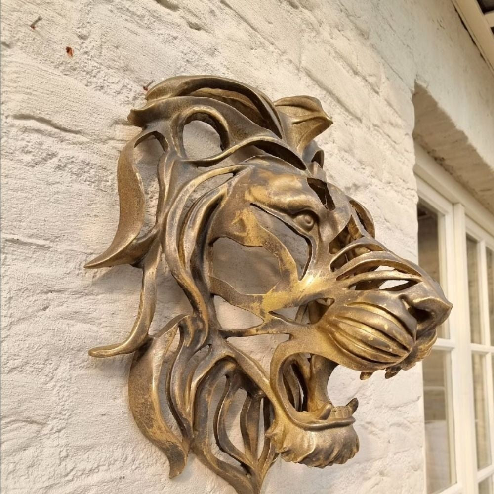 Ornament Lion Head Sculpture Wall Mounted Art Wall Decor Lion Head Wall Art