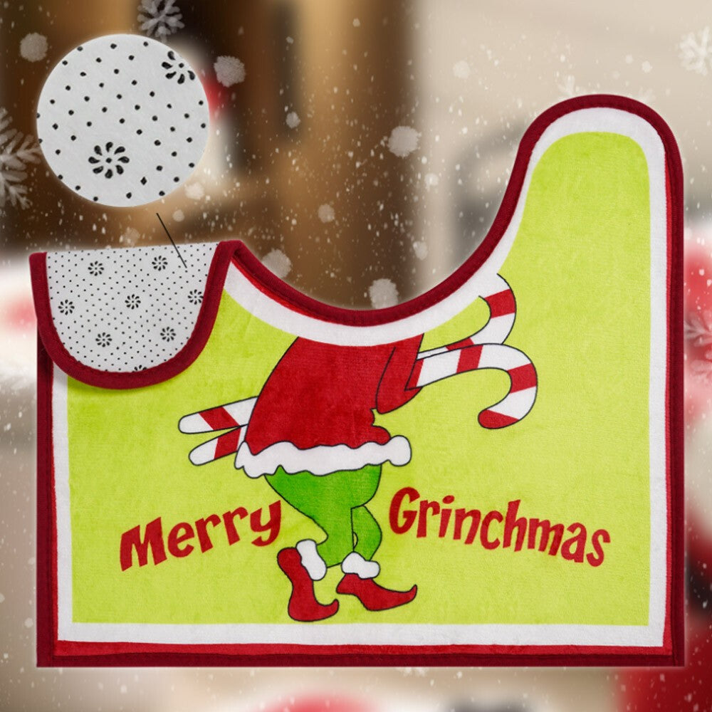 4PCS/Set Christmas Grinchs Decor Bathroom Toilet Pad Seat Cover-Rug for Bathroom