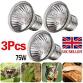 3Pcs 75W Reptile Heat Lamp Bulb UVA UVB Tortoise Turtle Calcium Supplement Light