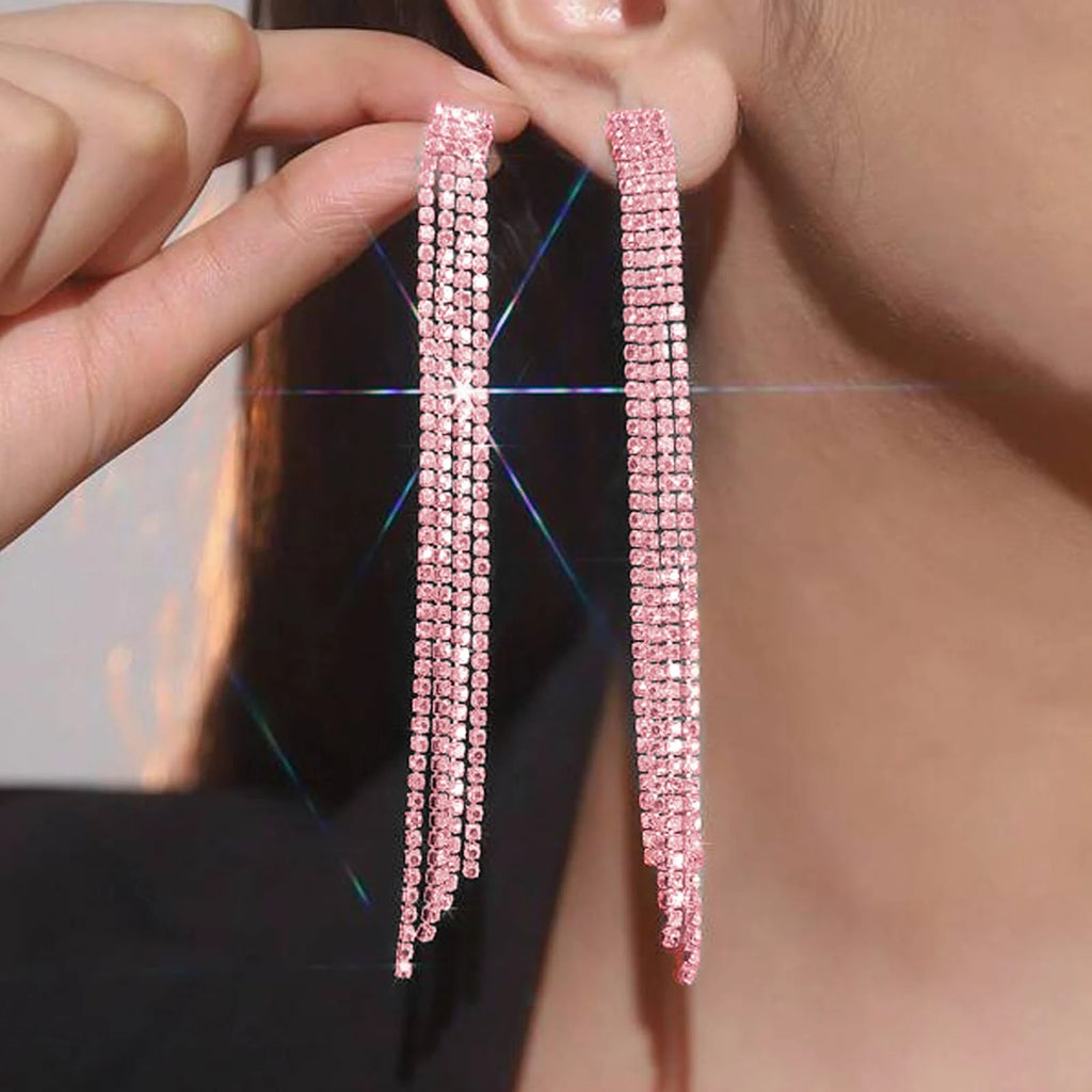 Luxury Rhinestone Crystal Triangle Earrings for Women Bridal Dangling Earrings