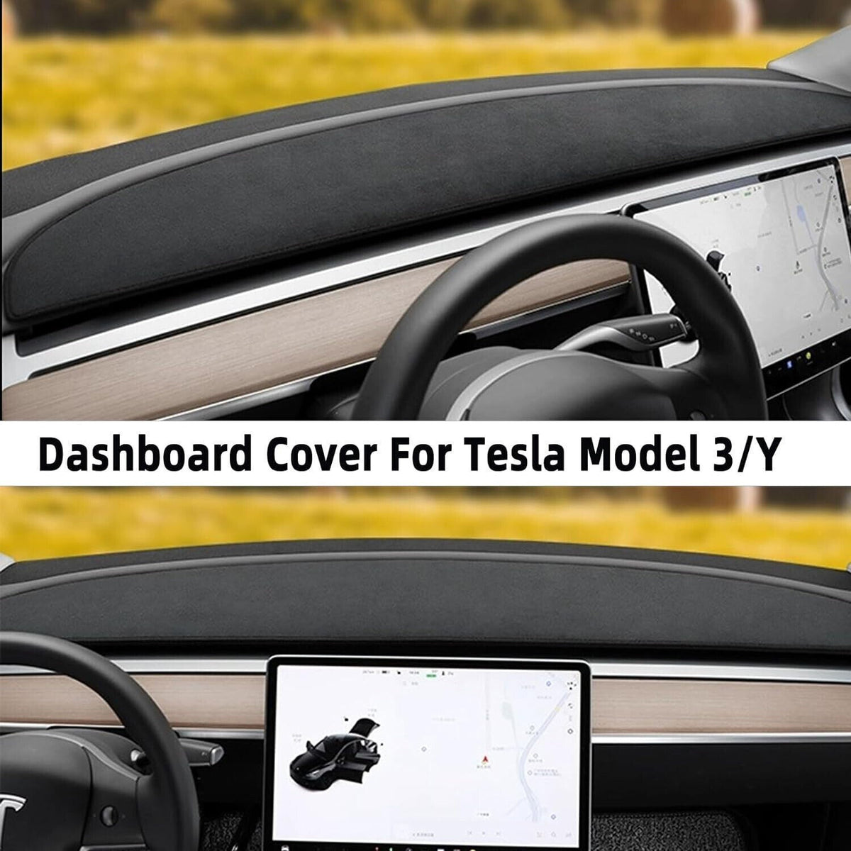 For Tesla Model Y 3 Highland Dashboard Cover Flannel Dash Mat Interior Accesso