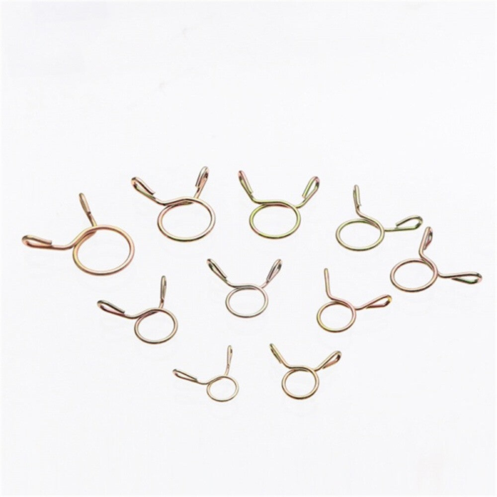 250Pcs Motorcycle Double Wire Spring Clamp Fuel Line Hose Tube Clips Assortment