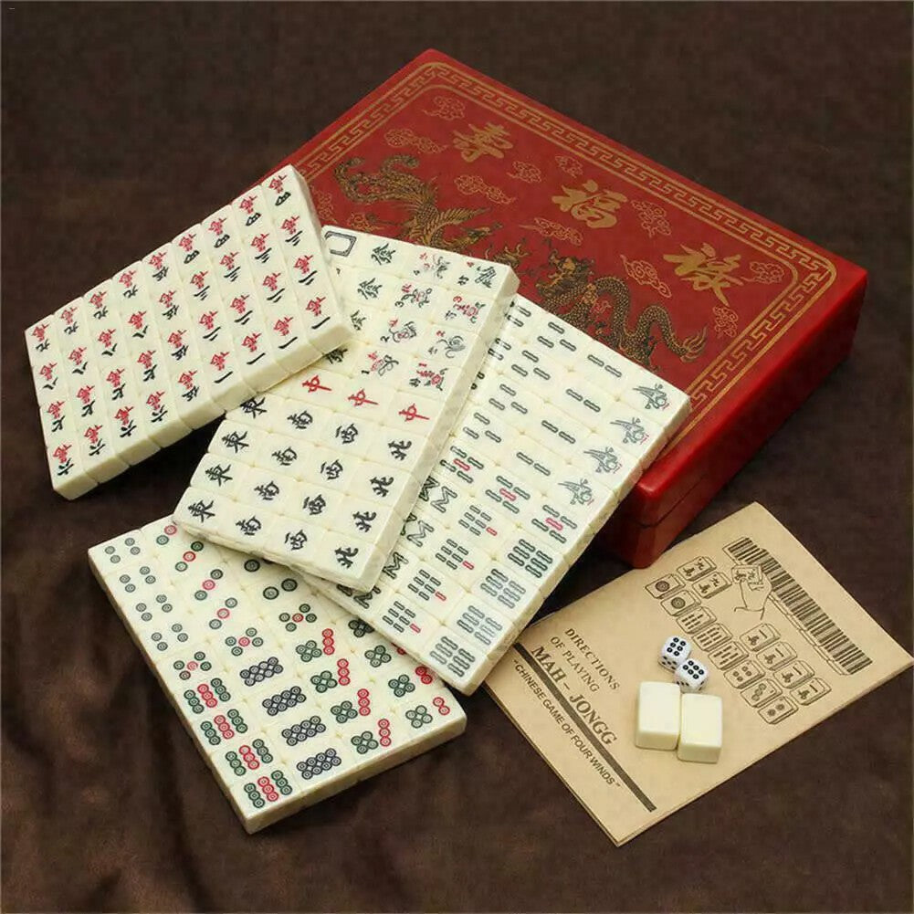 Mahjong Rare 144 Tiles Mah-Jong Set Piece w/ English Instructions Vintage