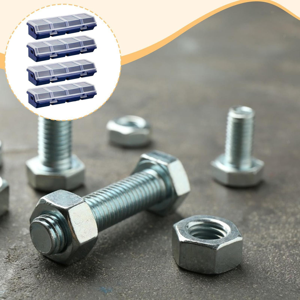 Set of 4 screw storage boxes with lids, 4 compartments, for nails, screws and.*
