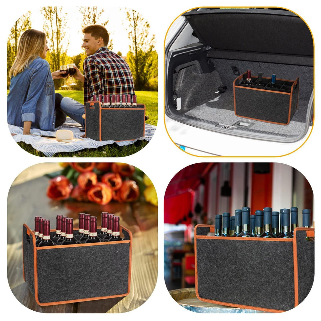 Wine Travel Bag 6/12-Bottle Felt Wine Carrier Storage Box with Divider