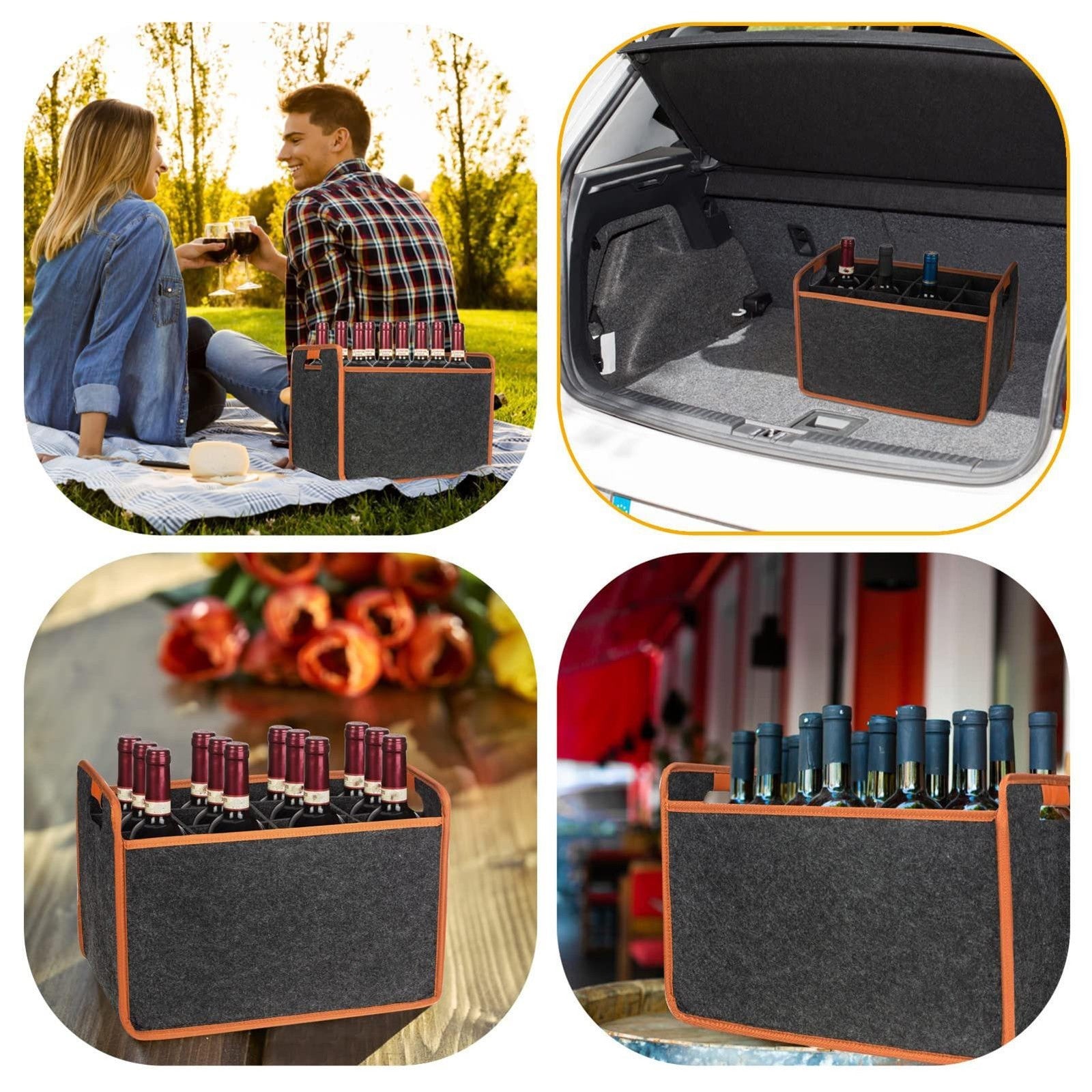 Wine Travel Bag 6/12-Bottle Felt Wine Carrier Storage Box with Divider