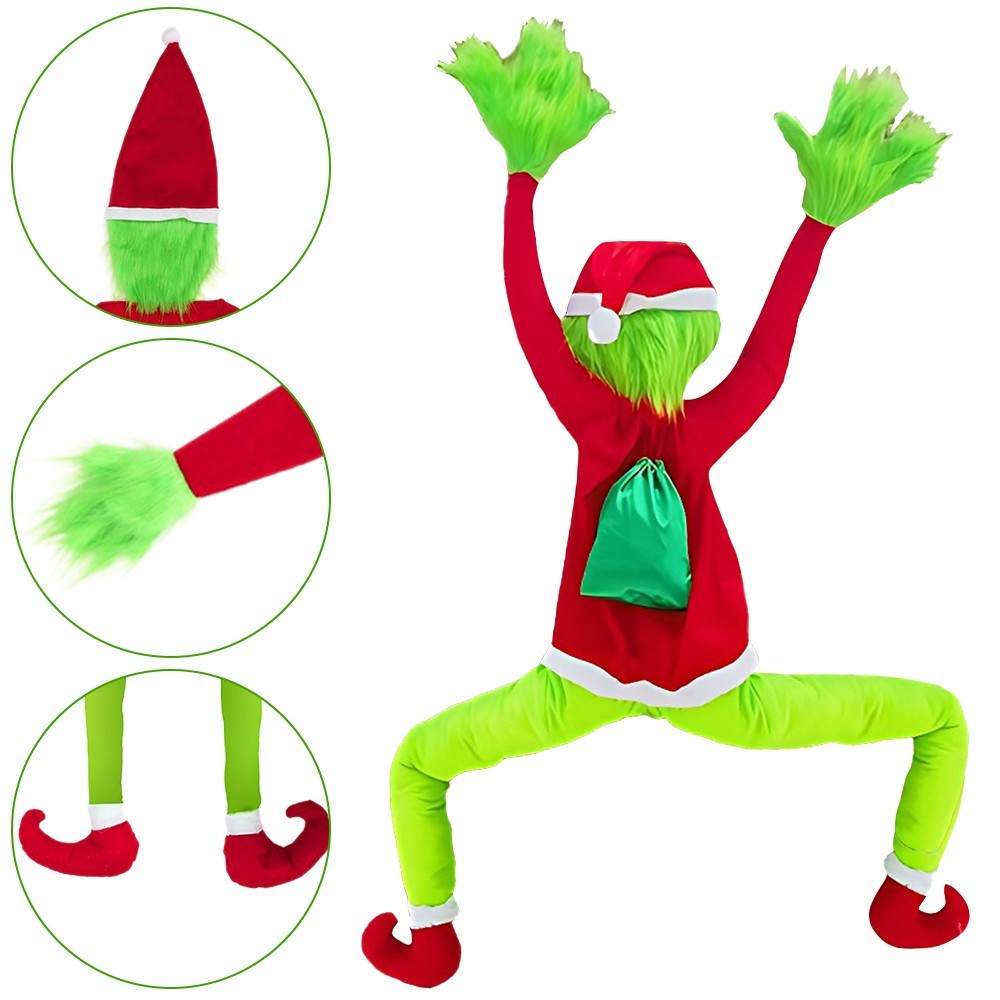 Christmas Grinchs Decor Bendable Arms & Legs, for Home Tree Wall Outdoor Decor