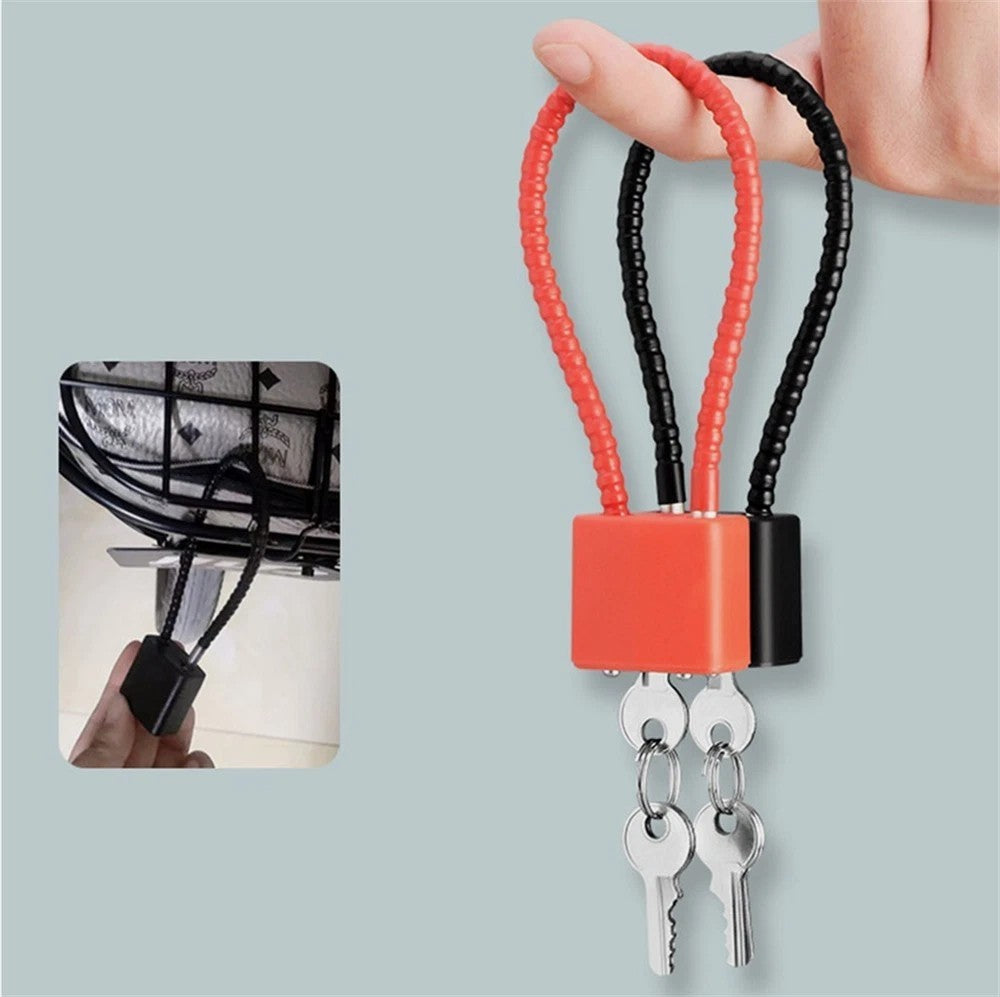 2x Heavy Duty Steel Cable Padlocks with Keys Long Shackle Flexible Rope Lock UK