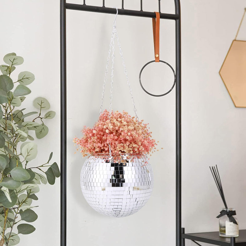 Disco Ball Planter Wall Hanging Plant Flower Baskets Round Pot Garden Home Decor
