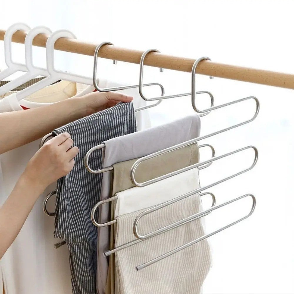 3PCS Space Saver Clothes Trouser Hanger Multi Layer Storage Closet Organizer
