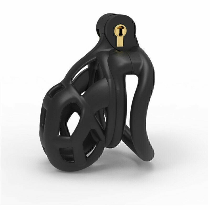 Men's 3D Protective Cage Lock Set with 4 Breathable Rings, Black