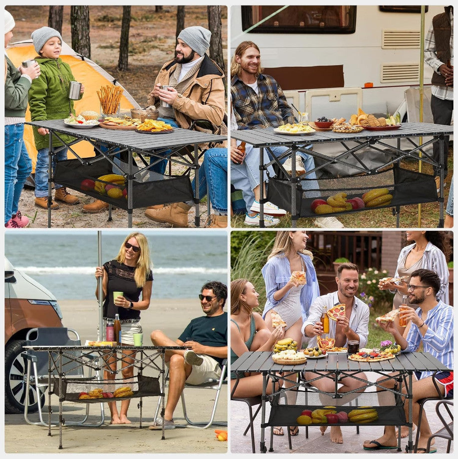 Portable Roll Up Camping Table Foldable Height Adjustable Outdoor Picnic Table
