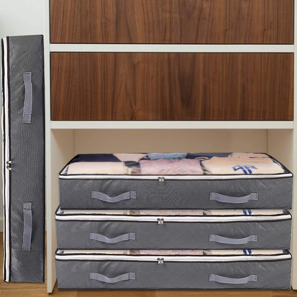 2x Large Underbed Storage Bag Shoes Clothes Zipped Organizer Fabric Storage Bags