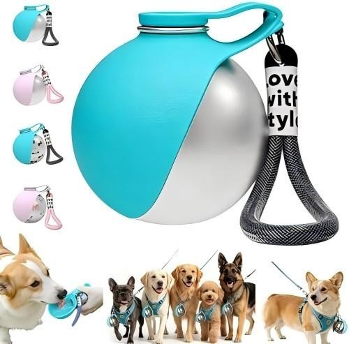 Foldable Pet Water Bottle for Travel, 2 in 1 Portable Dog Water Bottle with Bowl