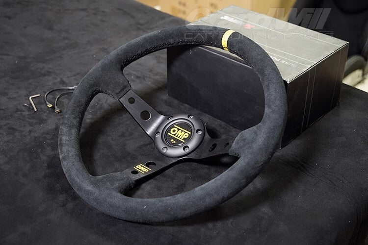 OMP 350mm 14' Suede Leather Black Deep Cone Racing Sport Steering Wheel