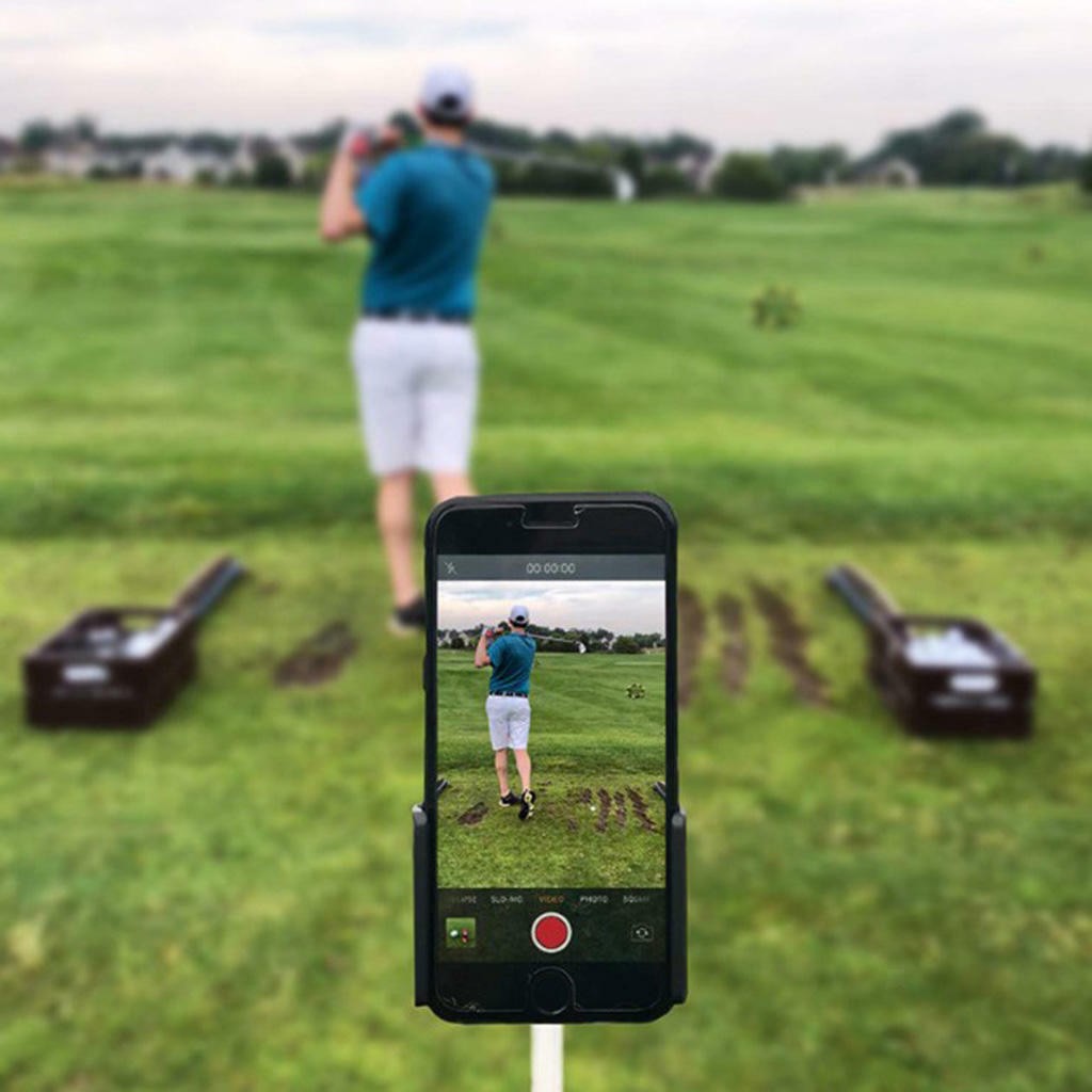 Adjustable Golf Phone Holder Swing Recording Cellphone Clip Alignment Sticks