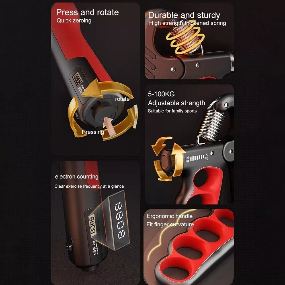 5-100KG Adjustable Grip Strengthener Hand and Forearm Trainer with Counter