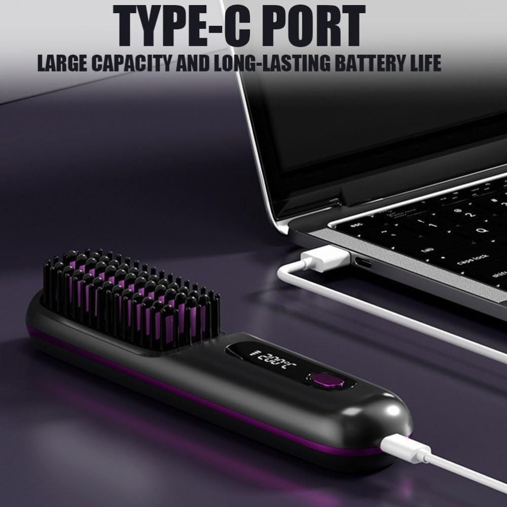 Glow Wave Heated Brush  LED Screen & USB Charging 3 Heat Settings for Short Hair