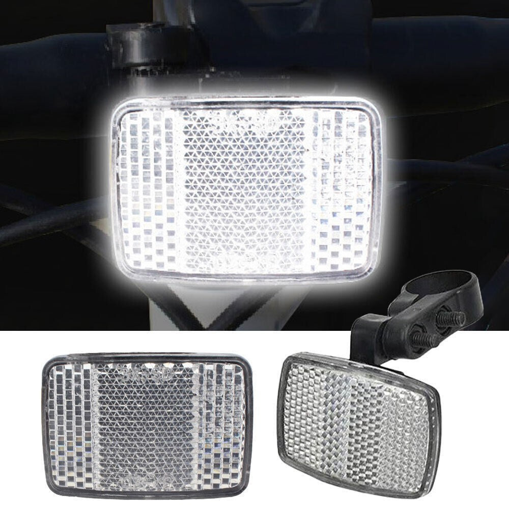 Bicycle Reflector Set Red Rear White Front Frame Handlebars Bikes & Cycles