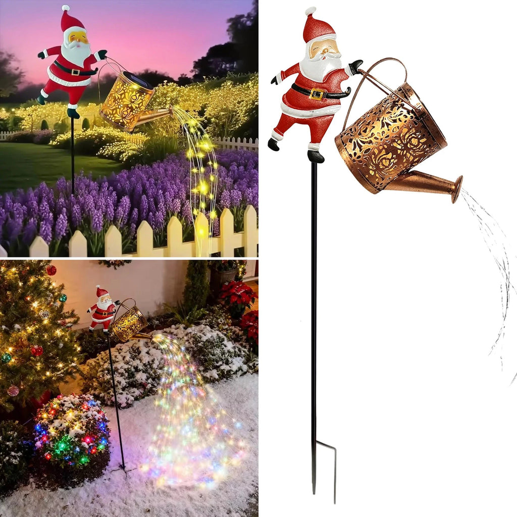 Solar Watering Can Lights Outdoor,Christmas Santa Waterproof Metal Garden  UK