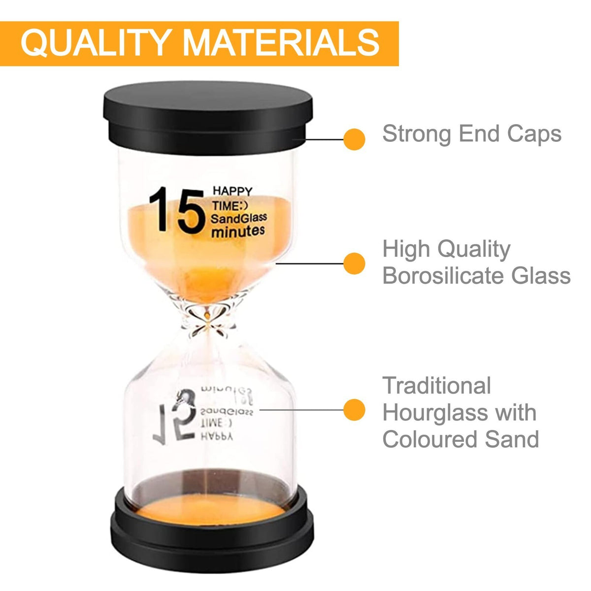 Sand Timers - Pack of 6 Hourglass  - 1 - 30 mins Visual Tool for Kids, Classroom