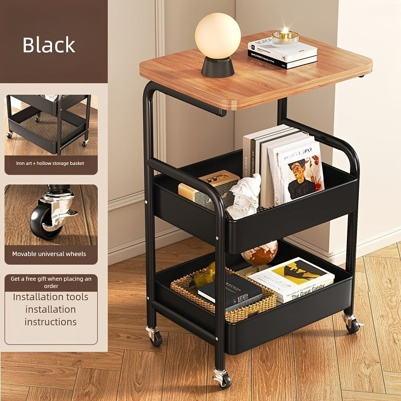 3 Tier Storage Trolley Cart Kitchen Utility Rolling Rack Tray Shelf On Wheels