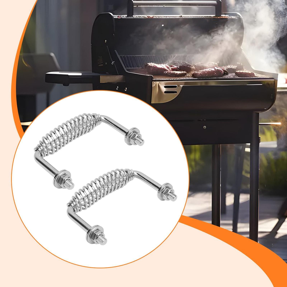 Heat Resistant Stainless Handle with Bolt for BBQ Grill Accessories Kit and Wood