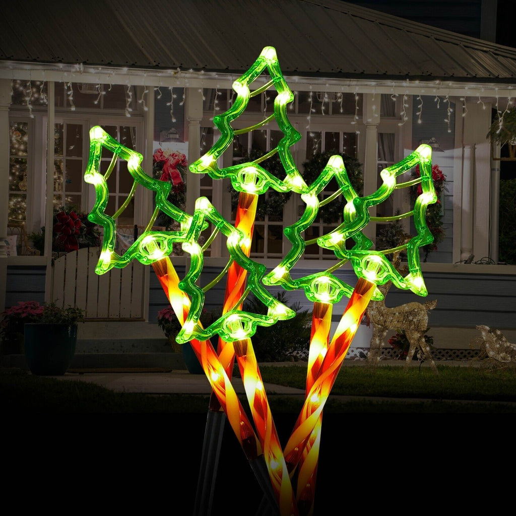 Christmas Tree LED Stake Lights Home Garden Pathway Lights Outdoor Decor 5 Pack