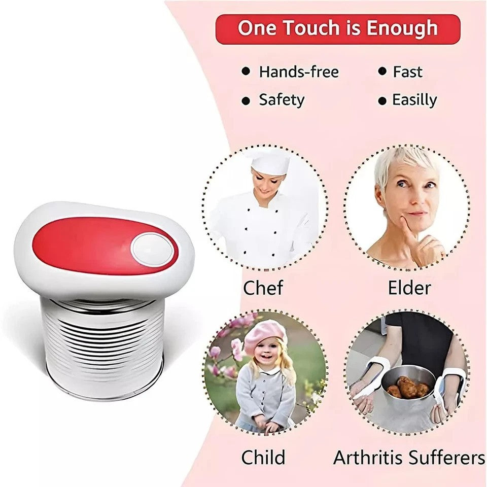 Electric Tin Can Opener Automatic One Touch Battery Operated For Weak Hand Cooks