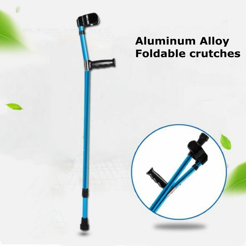 1× Adults Foldable Heavy Duty Walking Forearm Crutch Stick Aluminum Alloy