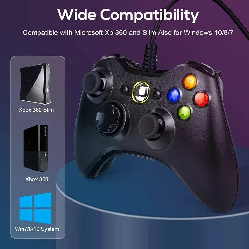 BLACK  BRAND NEW USB WIRED CONTROLLER FOR XBOX 360 PC WINDOWS UK