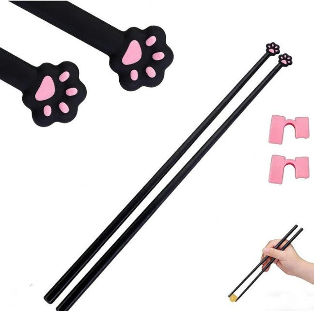 Cute Paw Chopsticks, Non Slip Lightweight Reusable Black Cat Paw Tableware