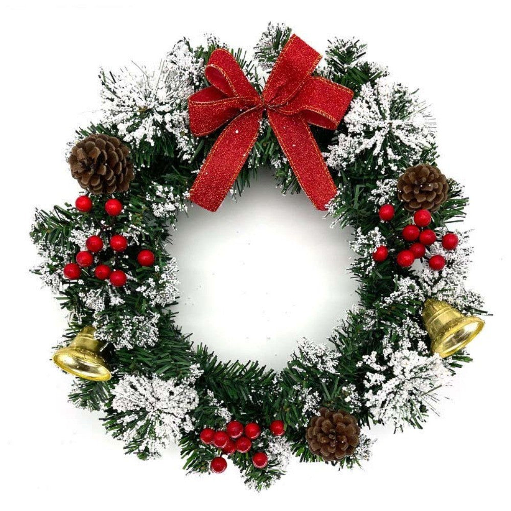 20/30/40cm Christmas Wreath W/ Bow Front Door Wreath Garland Xmas Hanging Decor