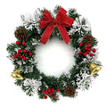 20/30/40cm Christmas Wreath W/ Bow Front Door Wreath Garland Xmas Hanging Decor