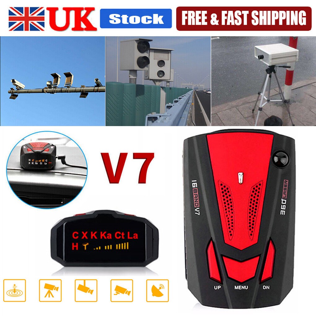 360° Car Speed V7 GPS Radar Detector Camera Voice Alert Warning Speedometer UK
