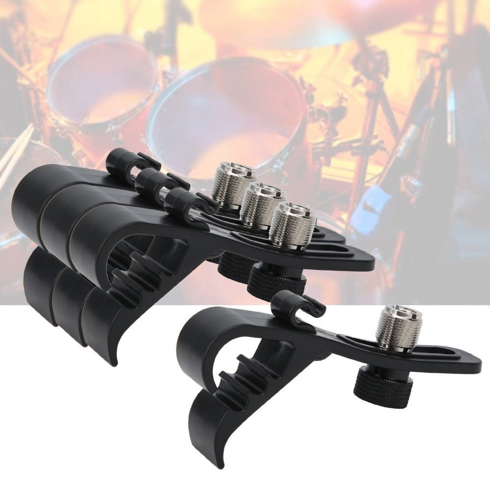 4 Pack Drum Mic Clips, Compact Microphone Mount Holders for Drum and Instrument