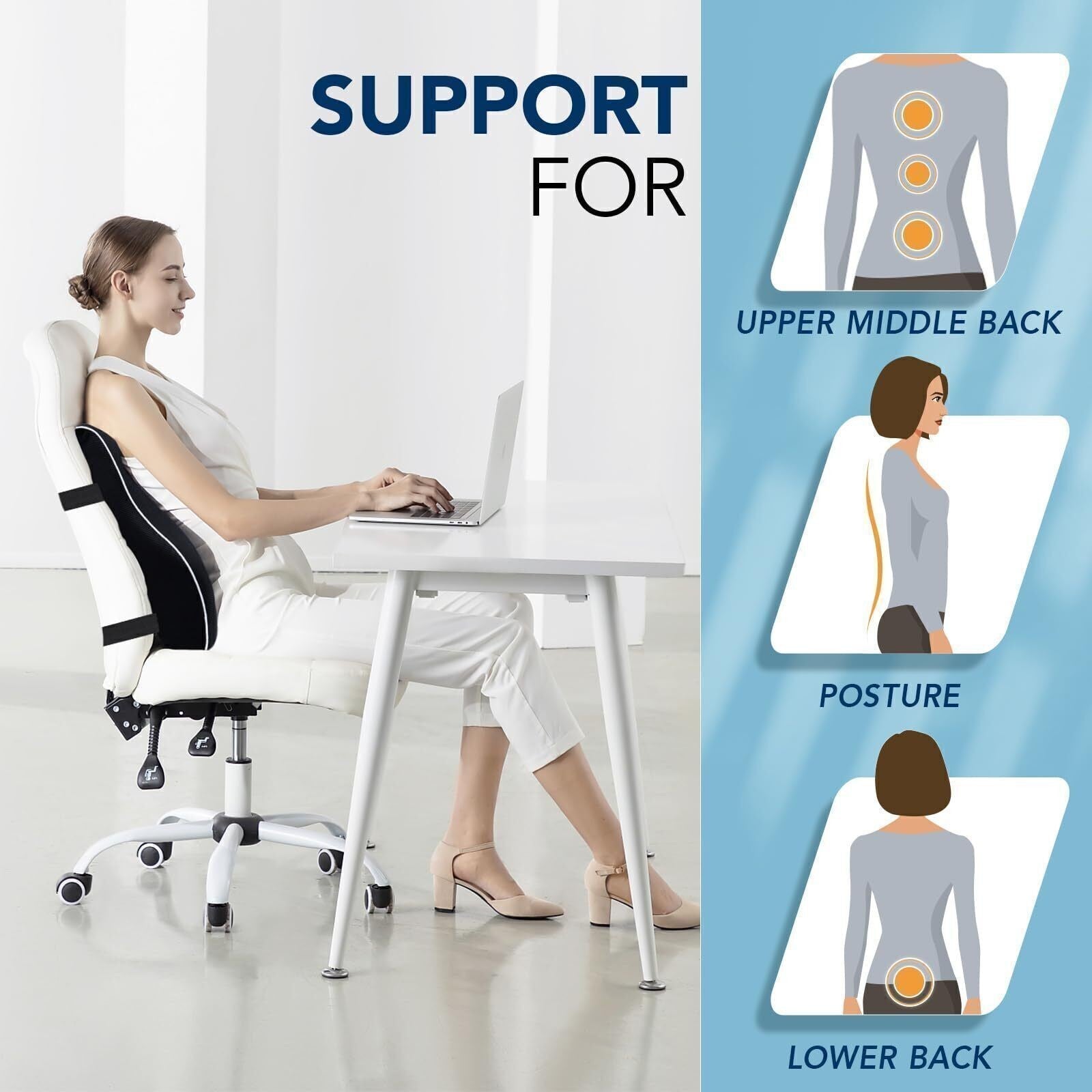 Lumbar Back Support Cushion Wheelchair Office Chair Pillow Memory Foam Car Seat.