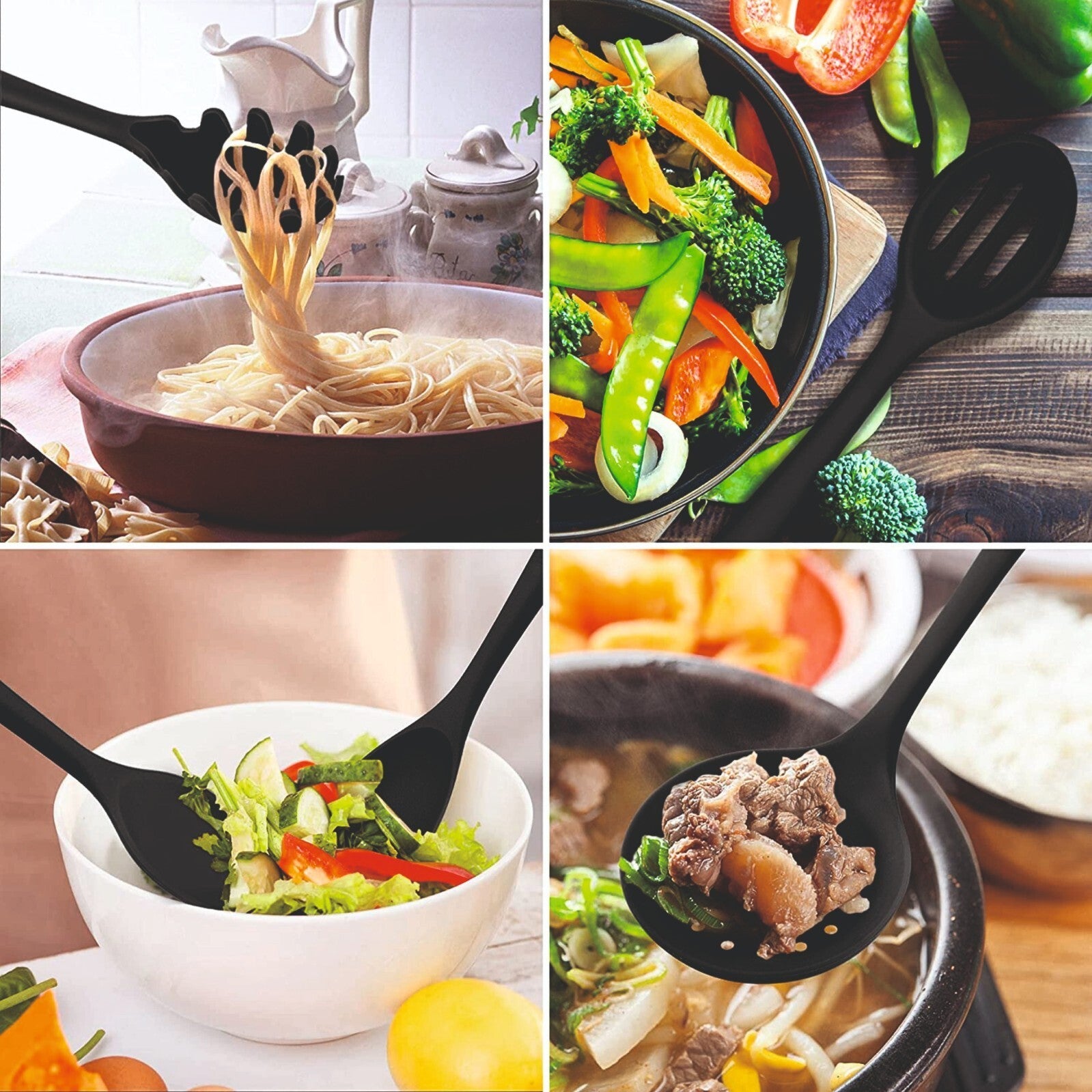 6PC NYLON KITCHEN UTENSIL SET CAMPING FOOD NON STICK BLACK