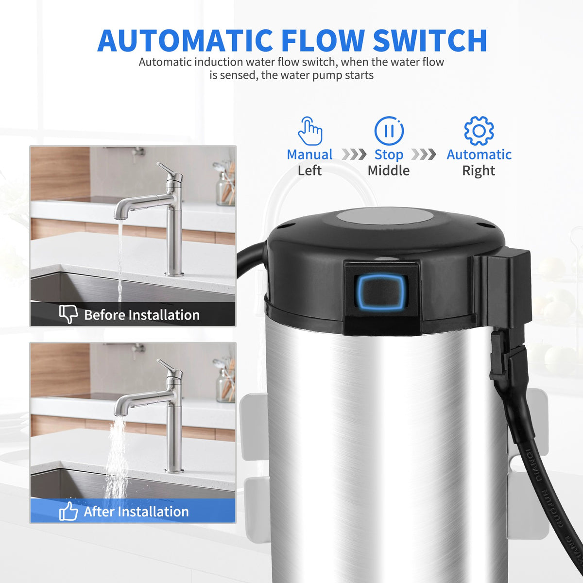 100W Water Pressure Booster Pump Auto Boost Shower Washing Garden 220V UK