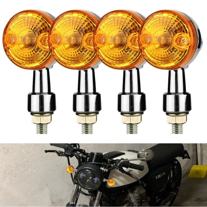 4x Motorcycle Turn Signal Blinker Indicator Light Amber Chrome Bullet Bulbs 12V