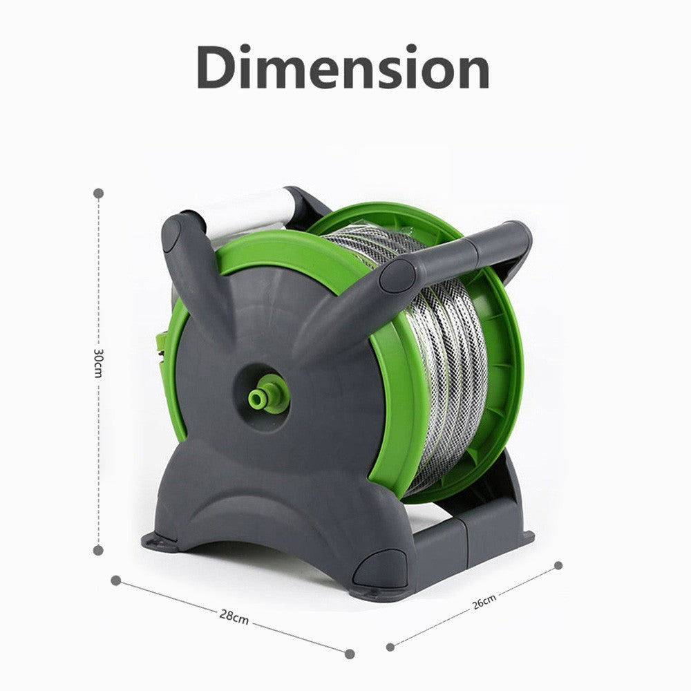 Compact Garden Hose Reel Tough Water Pipe Standing Wall Mounted Fittings 20M