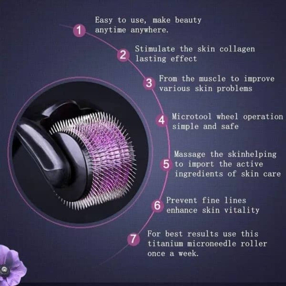 Derma Skin Roller 540 Titanium Micro Needle Hair Regeneration Hair Beard Growth