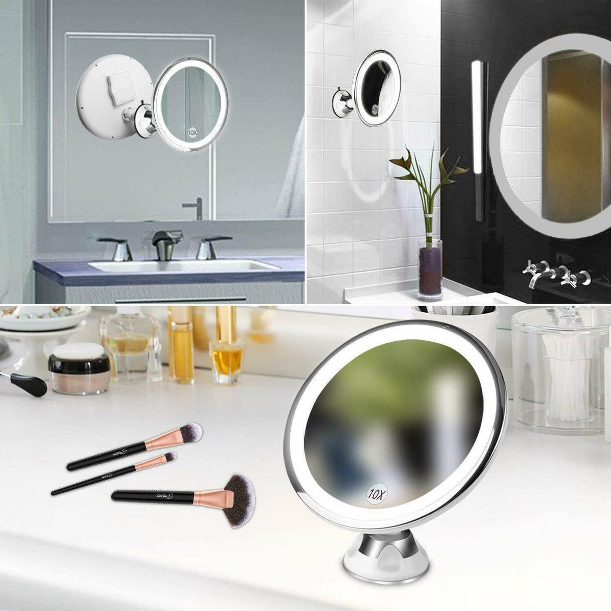 Fogless Makeup Mirror 360° Rotating Suction Cup Bathroom Shower Mirror Holder