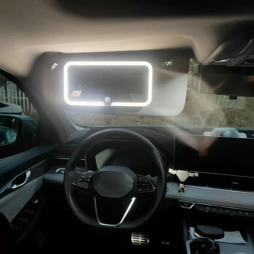 Car Interior Mirrors Sun Visor Plate LED HD Makeup Mirror for Girls Women
