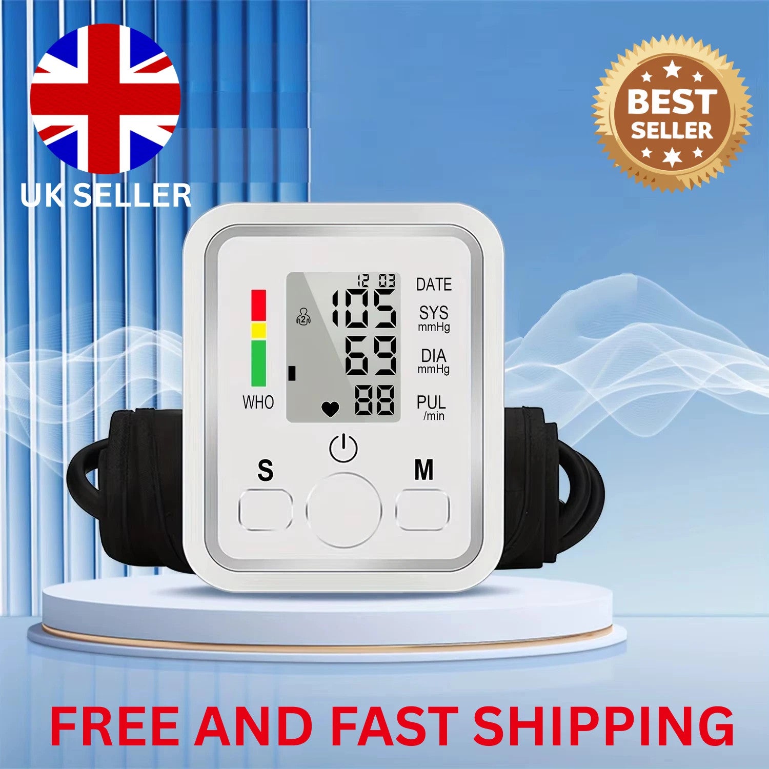Automatic Digital Blood Pressure Monitor Upper Arm LCD BP Machine Heart Rate uk