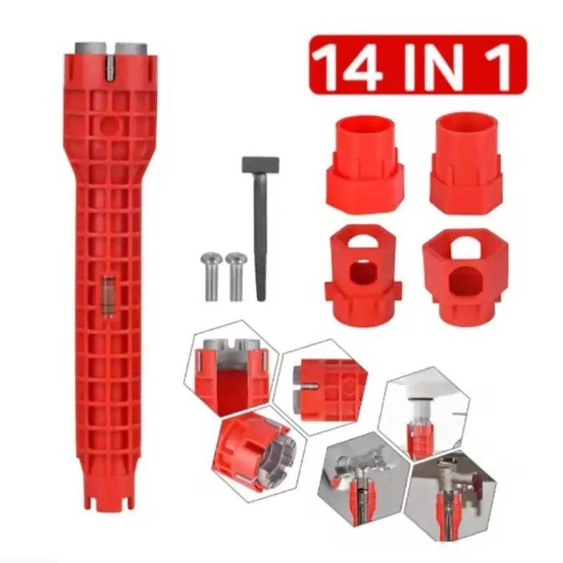 14 IN 1 FAUCET SINK BASIN INSTALLER PIPE WRENCH TAP SPANNER MULTIFUNCTION TOOLS