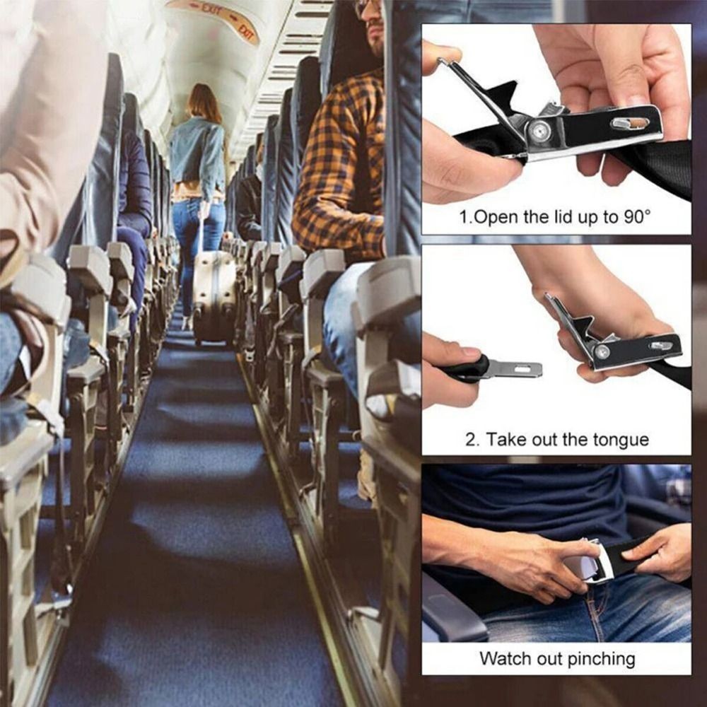 Plane Seatbelt Extension Strap Portable Safety Adjustment Buckle Clip