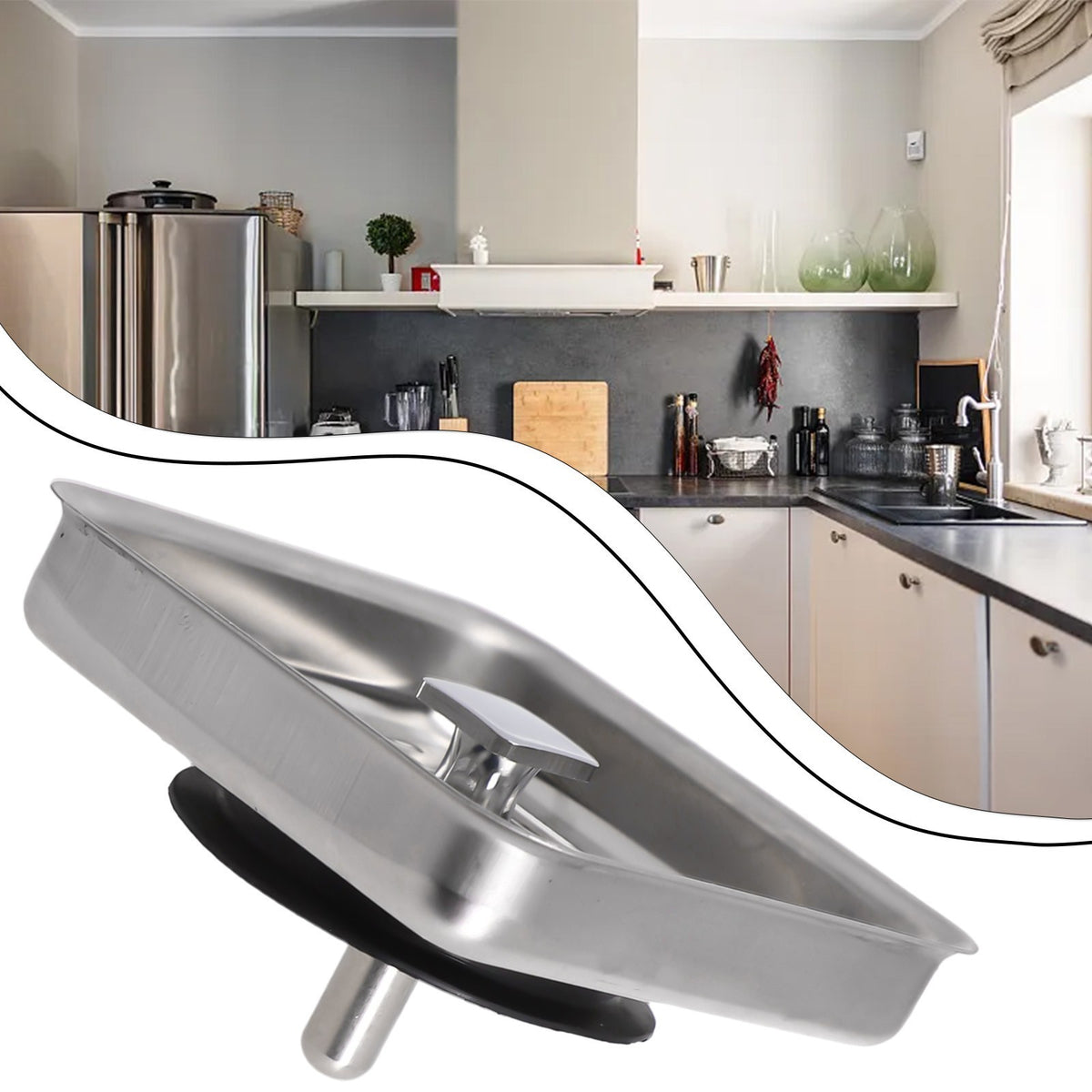 Square Stainless-Steel Kitchen Sink Strainer Drainer Post Stopper Waste-Plug