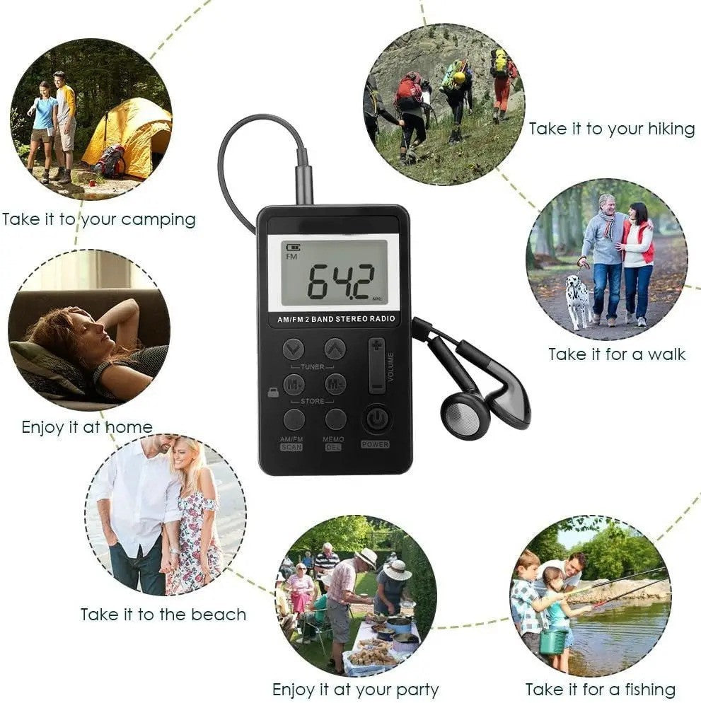 Portable Mini Digital AM/FM Radio Personal LCD DSP Digital Tuning Stereo Player